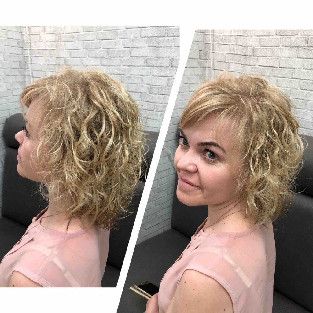 Биозавивка волос на каре фото до и после