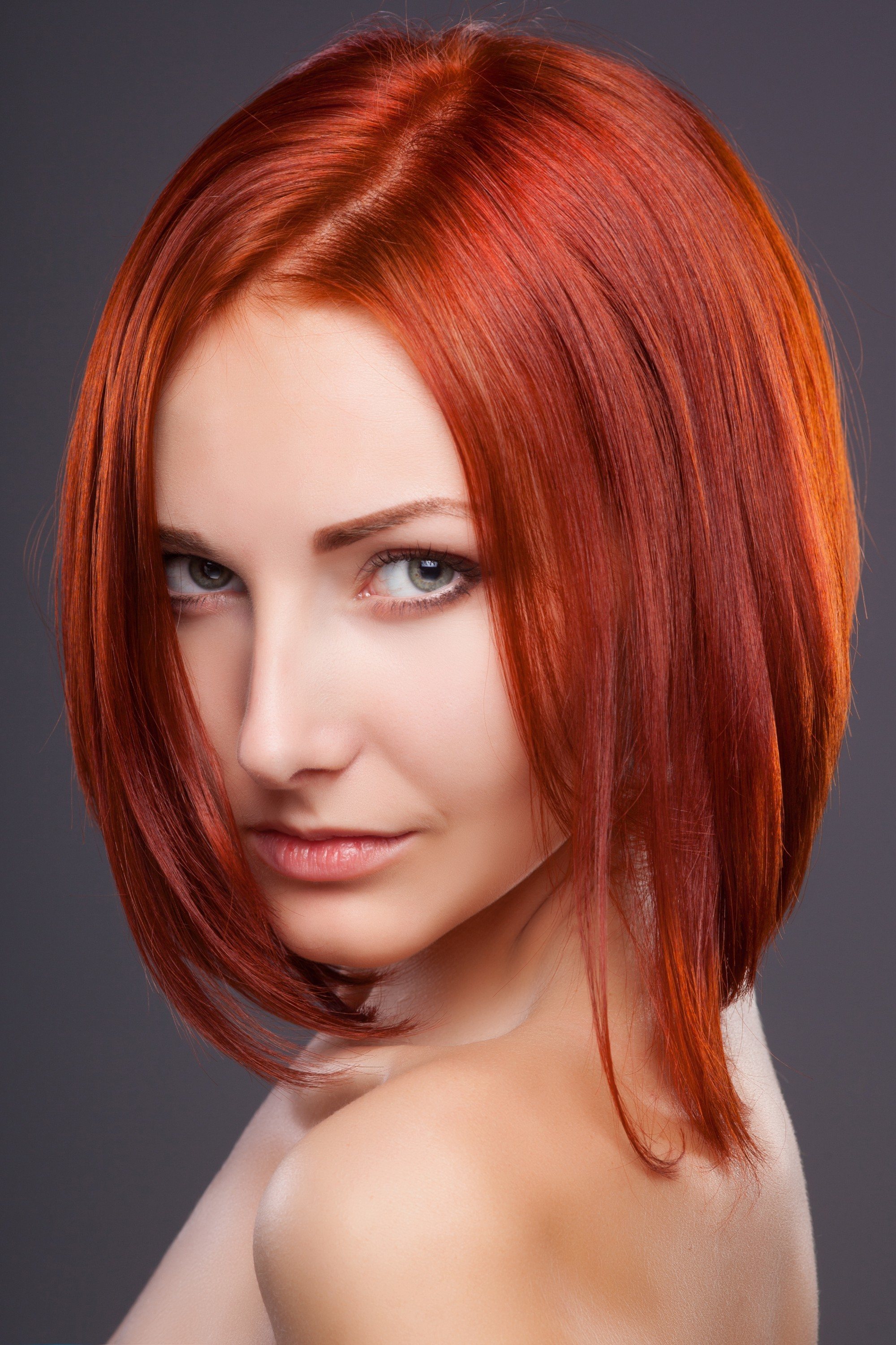 удлиненное каре рыжие волосы фото