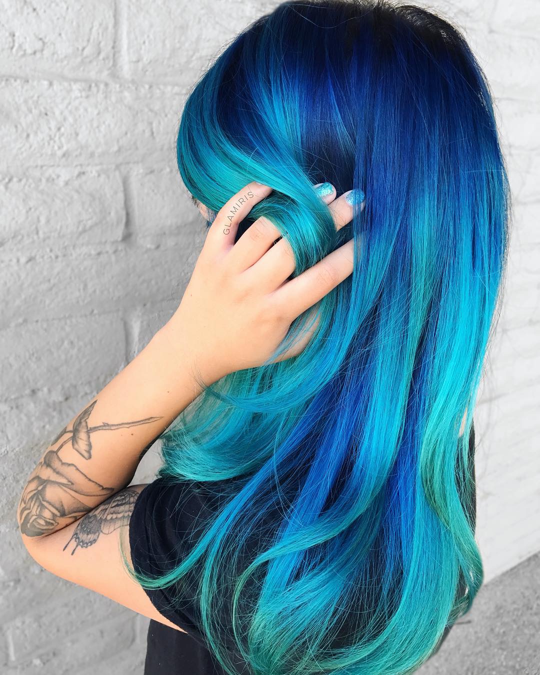 Сине бирюзовый цвет волос