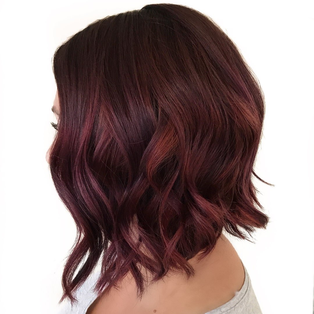 Цвет волос фото бордовый цвет