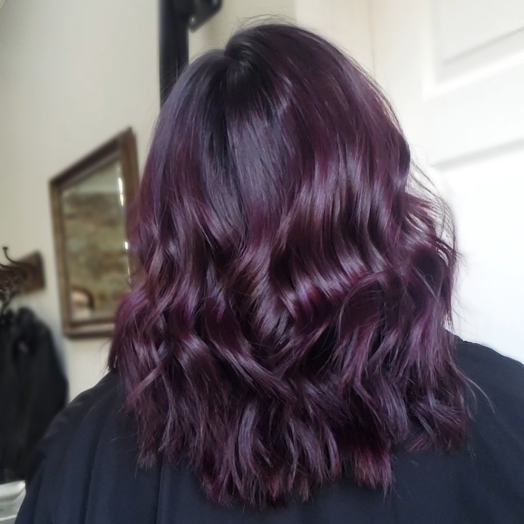 сливовый цвет волос на темные волосы фото