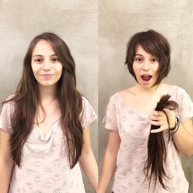 Длинные короткие волосы до и после фото