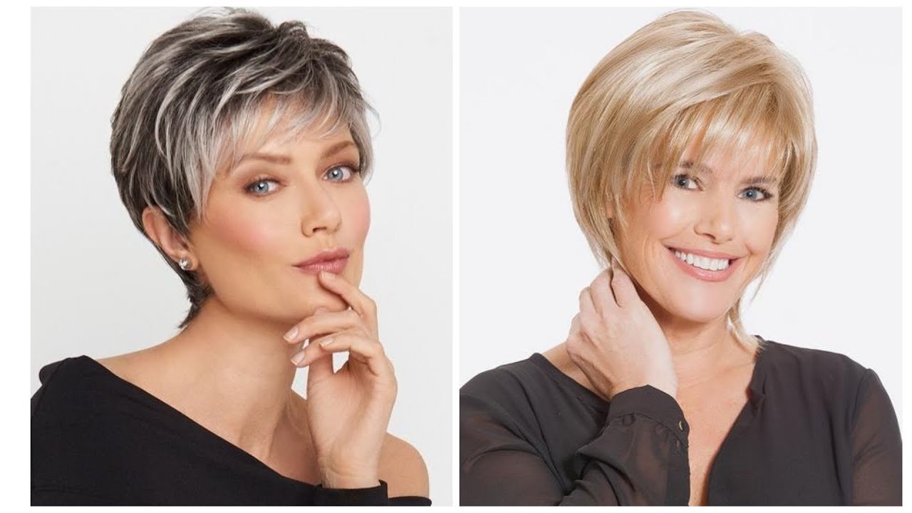 Модельные стрижки для женщин на короткие волосы после 50 с круглым лицом фото с челкой
