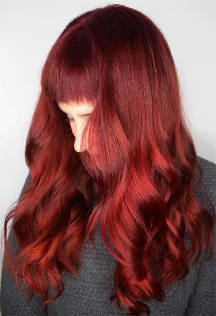Цвет волос фото бордовый цвет
