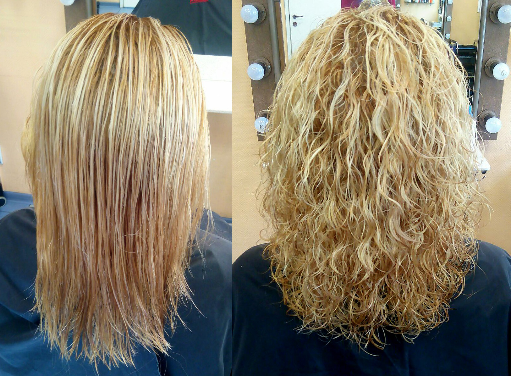 Завивка на осветленные волосы фото до и после