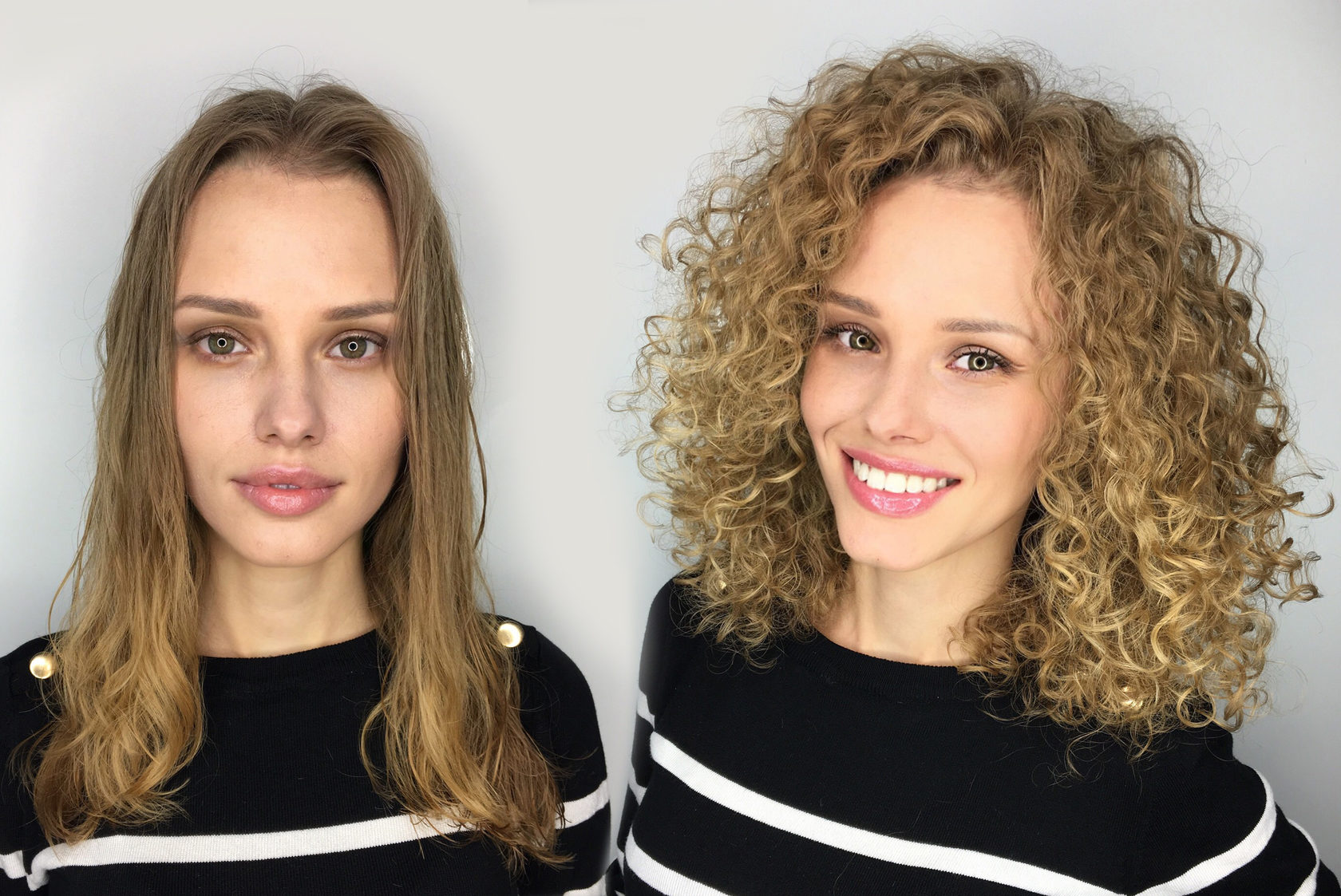 Химия кудри на средние волосы фото до и после