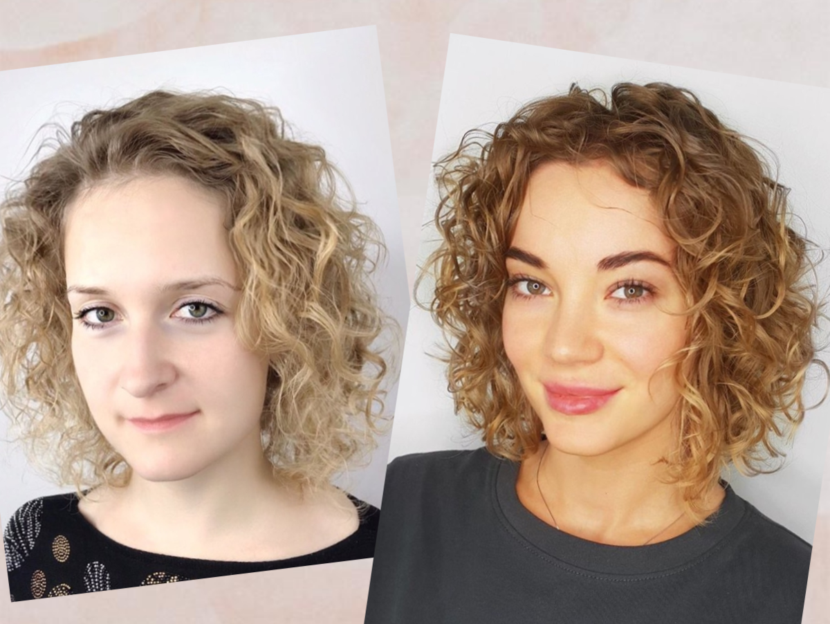 Химия локоны на средние волосы фото до и после фото