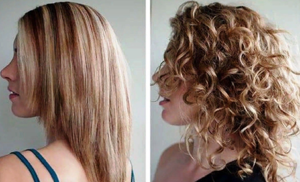 Биозавивка волос фото до и после на средние волосы крупные локоны фото