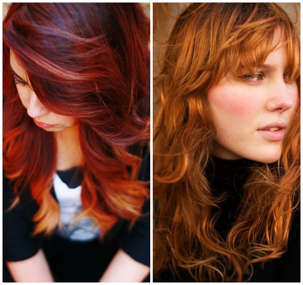 Окраска волос в рыжие оттенки фото