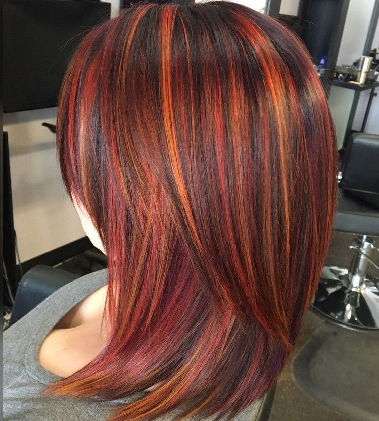 Мелирование волос на красный цвет фото