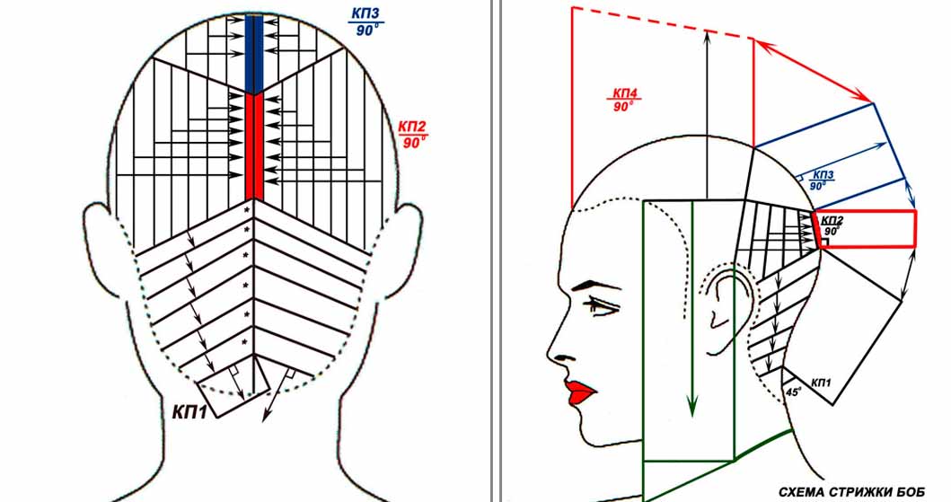 Как стричь боб каре с удлинением схема стрижки