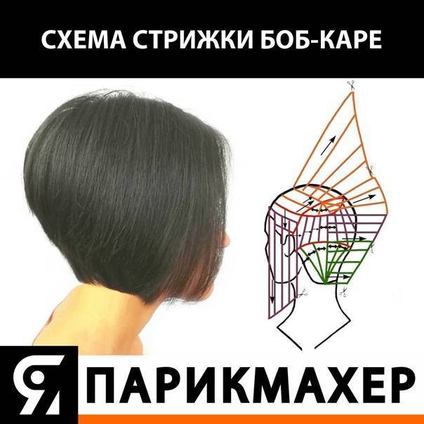 Схема стрижки каре на удлинение