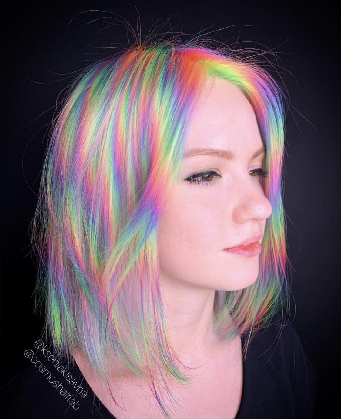 цветное окрашивание волос на каре фото